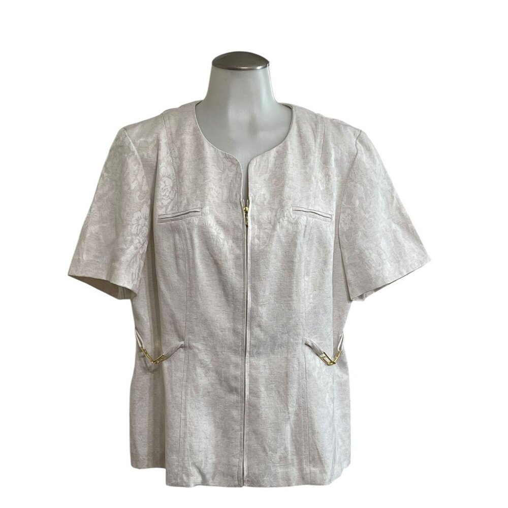 Perceptions Womens  Floral‎ Textured Jacket Size 14 Rayon/Polyester/Linen Blend